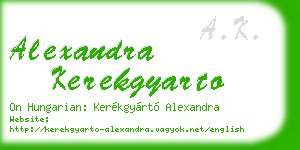 alexandra kerekgyarto business card