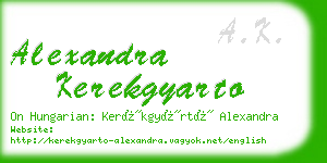 alexandra kerekgyarto business card